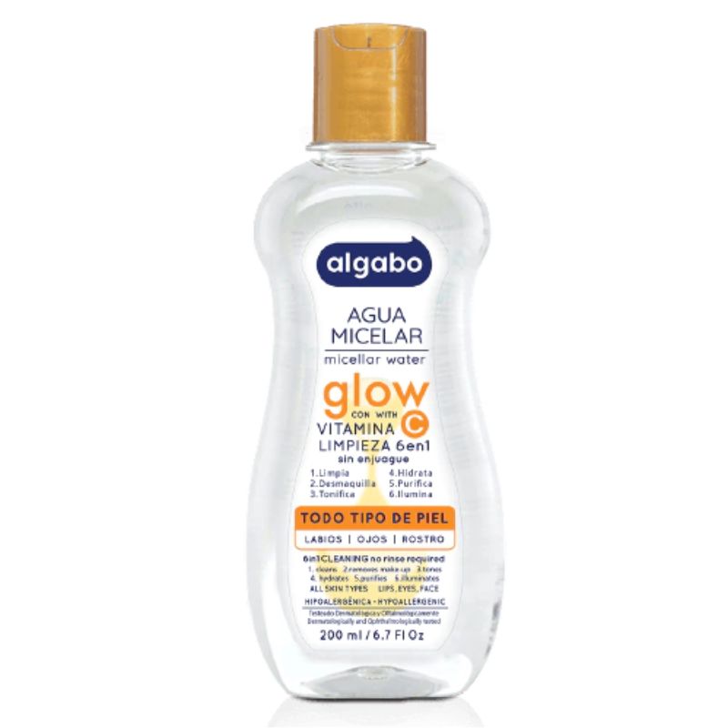 ALGABO AGUA MICELAR GLOW X 200 ML.